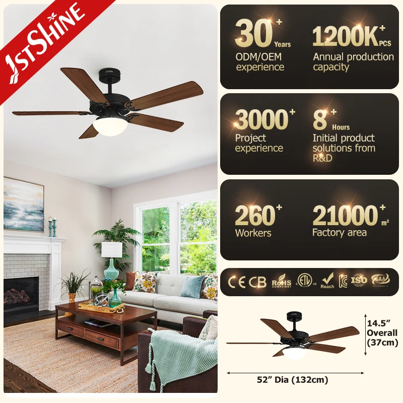1stshine manufacture fan ceil vintage cooling fancy low noise chandelier with fan 52 in ceiling fan light kit
