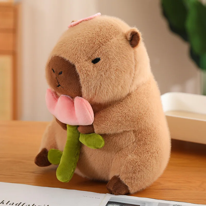 Cartoon Anime Multi Colors cute Capybara Plush Toy with flower toast Stuffed Animal Toys Birthday Doll Gift for Boys and Girls