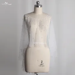 LZP616 Royal Pearls Bolero Women Ivory Short Front Long Back Victorian Bridal Cape Cheap Wedding Accessories