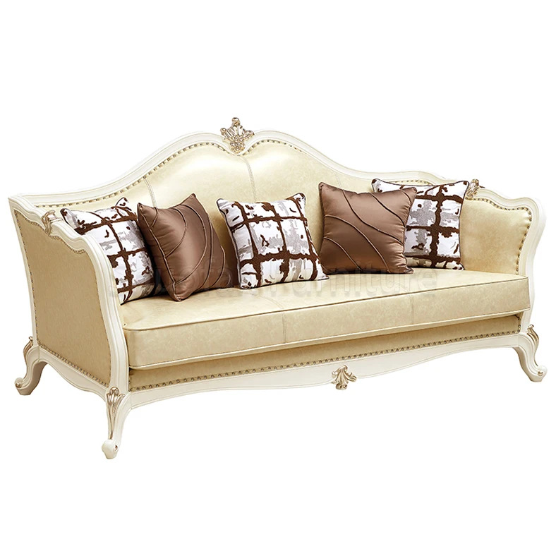 High Quality Baroque White Sofa Sectional Floor Sofa Set Furniture Leather Fabric for Living Room