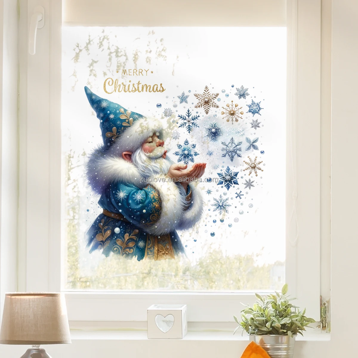 Santa Claus Snowflake elk Wall stickers Christmas Party decoration stickers Glass electrostatic PVC wallpaper