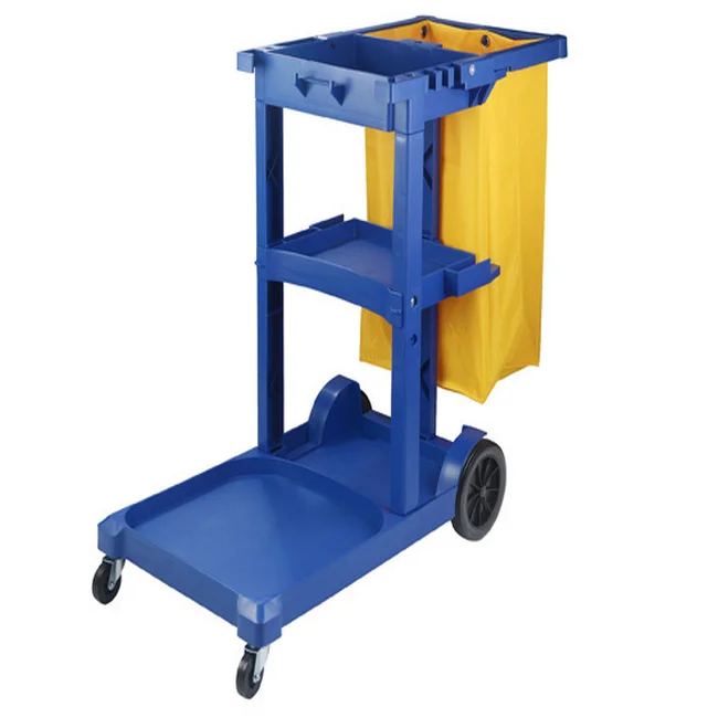 houskeeping multi purpose plastic  cleaning janitor  trolley  cart with cover and mop