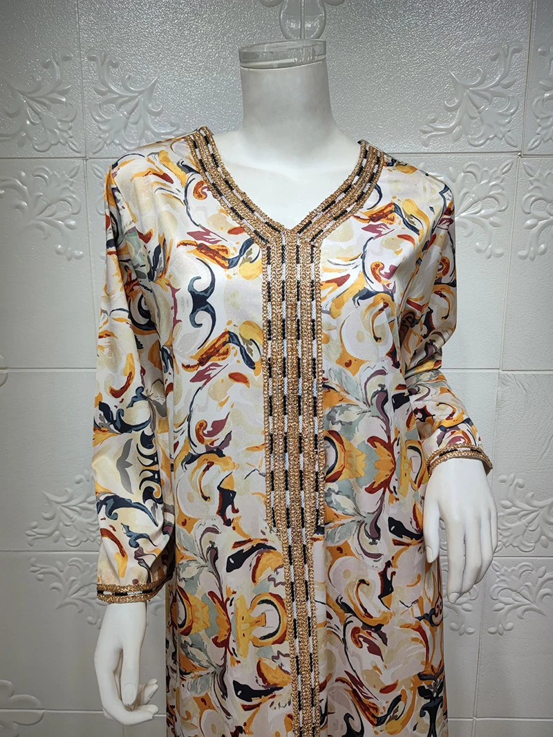 Hot selling Middle East abaya dress long dresses women muslim parent-child wear printed kaftan abaya women muslim dress