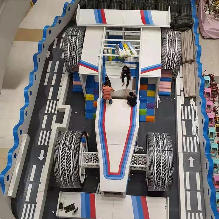 racing car set theme playground equipment with big ocean ball pool formula car soft indoor playground
