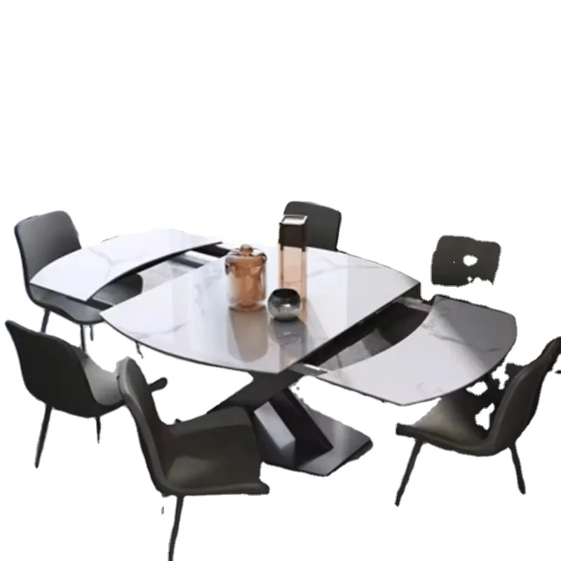 Marble Dining Table Rotary Deformation Dining Table Modern Rock Plate Rectangular Retractable Folding Design Dining Table