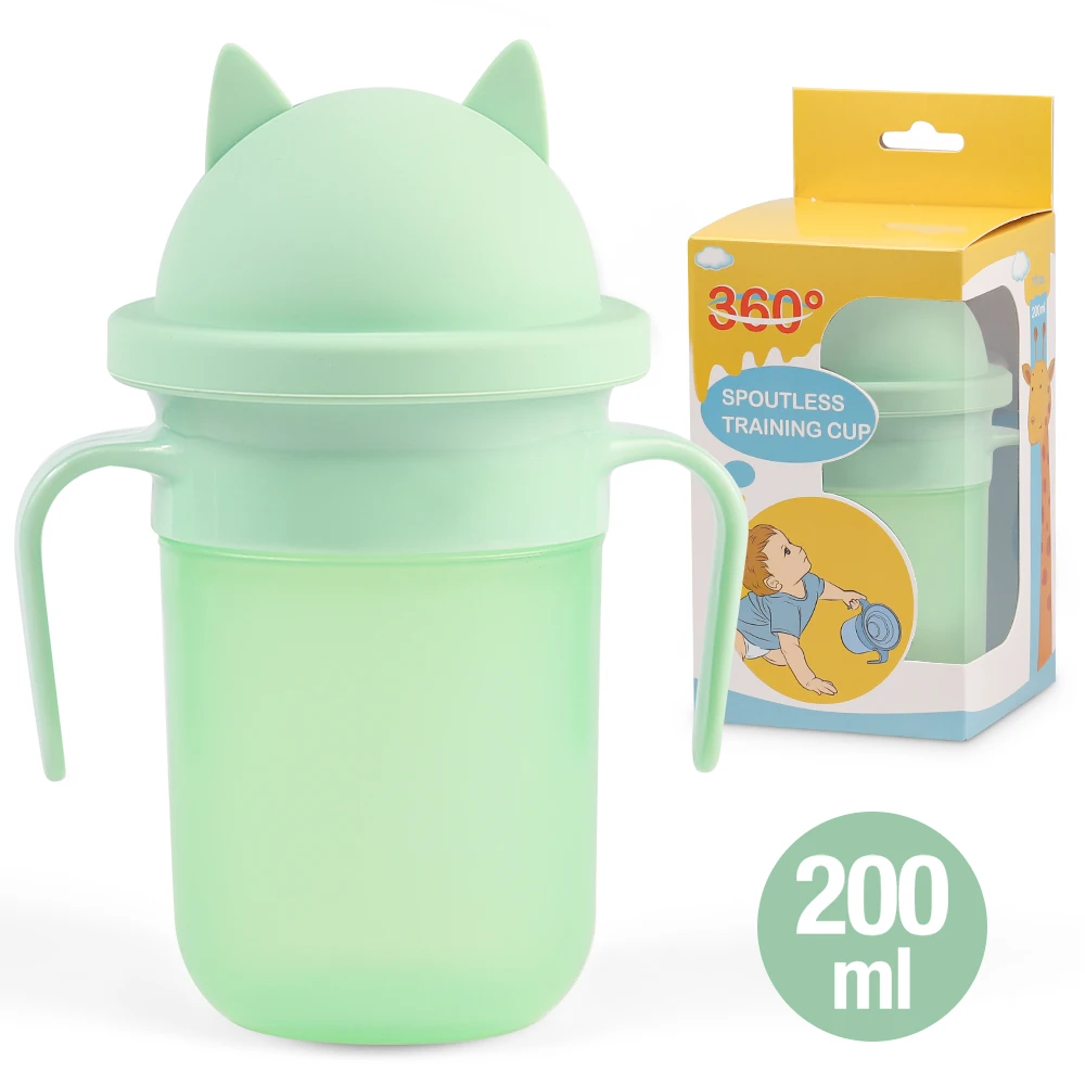 ES-Pro Trainer 200ml Silicone Cup Toddler Training Anti-Spill Miracle Sippy Cup Chew Proof 360 Degree Baby Drinking Cup Made PP