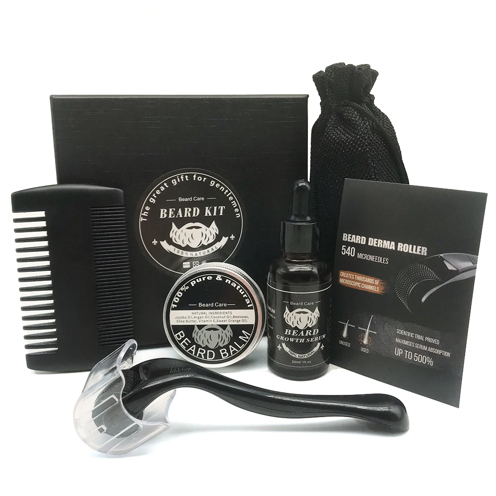 Beard Grooming Trimming Care Kit Best beard oil price derma Roller Serum Balm comb Beard Growth kit