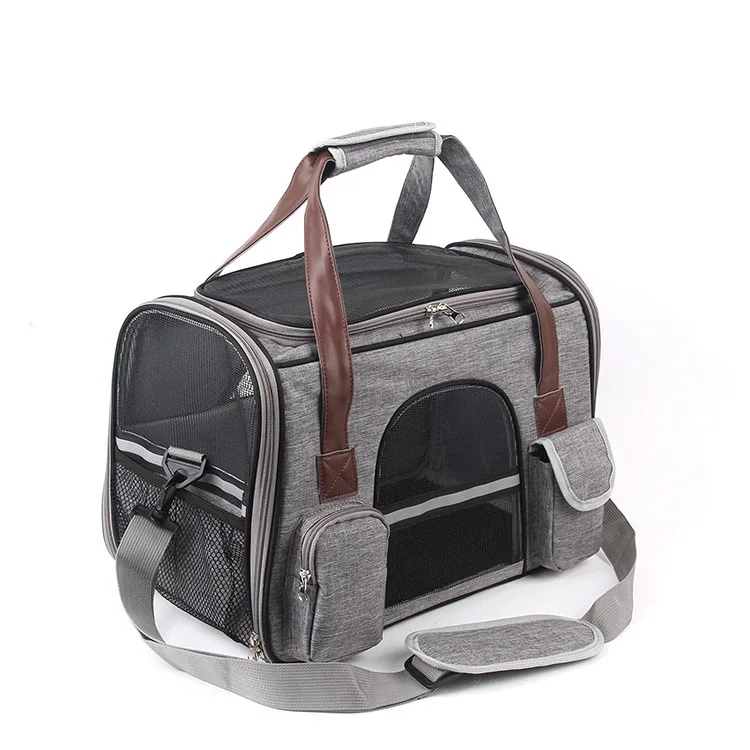 Eco-Friendly Breathable Pet Cages Carries Bag With Handle Foldable Airline Approved Pet Travel Bag 600D Oxford Cloth Pet Bag