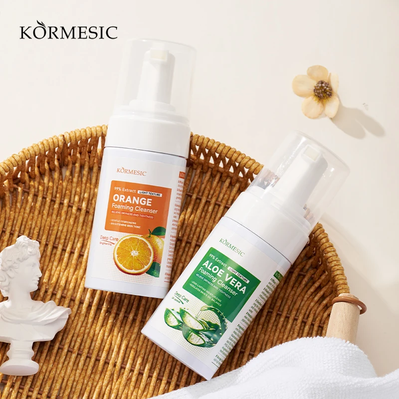 MIDUO Factory OEM 100ML Aloe Vera Orange Deep Amino Acid Cream Skin Oil Cleanser And Foam Cleanser For Sensitive Skin
