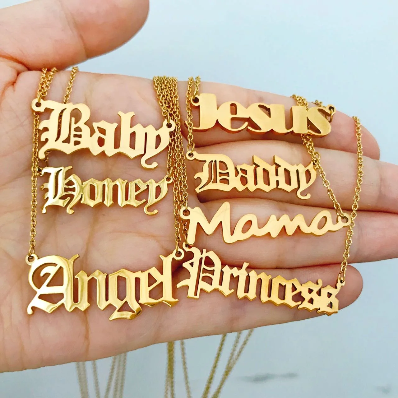 Custom 18k 24k Name Personalized Princess Angel Babygirl Brat Chain Necklace for women