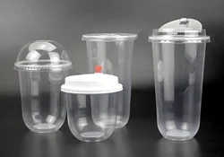 Индивидуальные Прозрачные полиэтиленовые/пла/ПП 12 унций с овальной крышкой, Одноразовые U-образные пластиковые чашки для сока