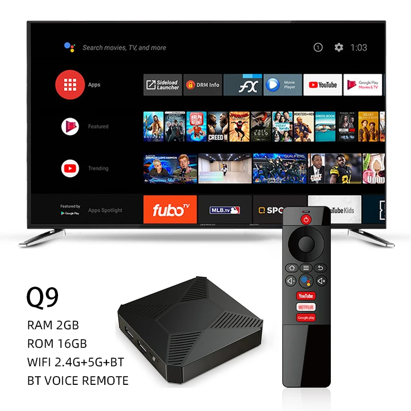 Hdr 4k Android 10 streaming Media Player Set Top Box Q9 ATV smart tv box android VS Q5 set top box