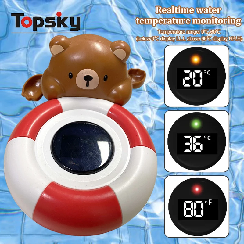 Funny Water Bear Digital Thermometers Bath Toys Floating Swimming Wind Up Bear Water Thermometer Bathtub Toys for Kids
