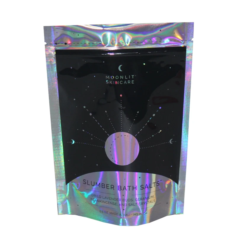 5.5OZ bath salts packaging custom printed stand up zipper bag laser packaging bag