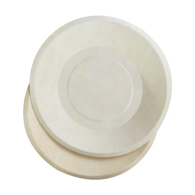 
Food grade bio natural wood tray 9inch round disposable wooden plate eco friendly 