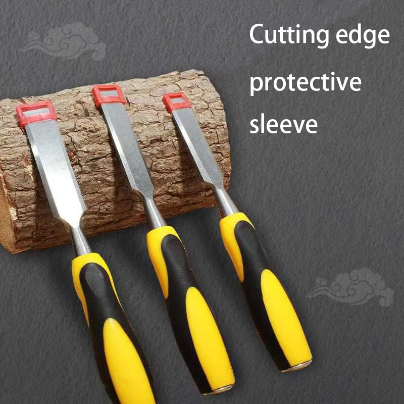 Professional Industrial Grade High-Carbon Steel Hand Chisel Tool 3 Sets with Two-Color Handle for Woodworking Engraving