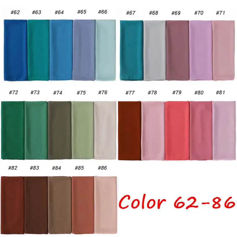 Wholesale 86 Colors High Quality Islamic Shawl Soft Plain Georgette Muslim Hijabs Headscarf Bubble Chiffon Hijab Scarf