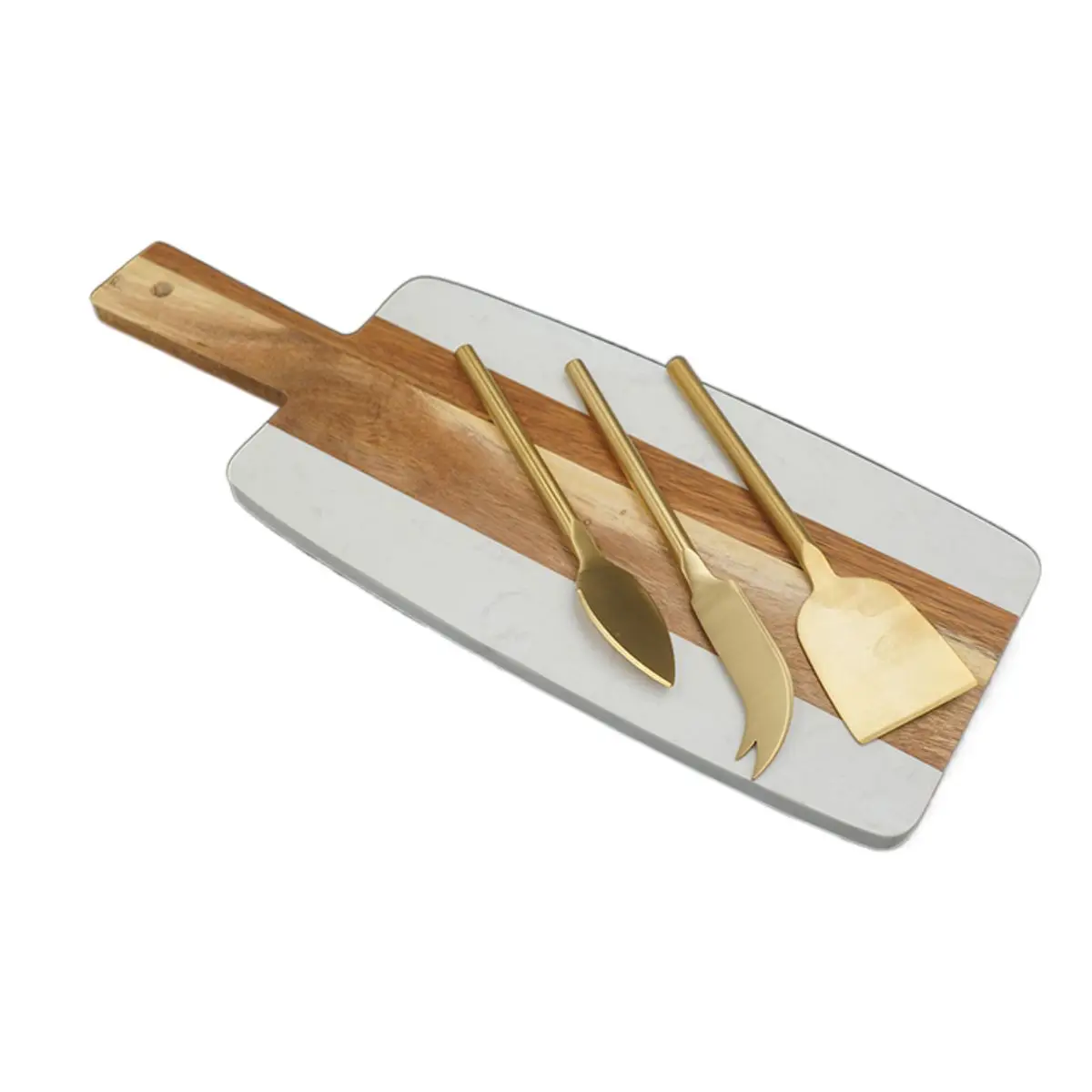 Прямоугольная сервировочная доска для сыра из мрамора и дерева акации, блюдо для колбасы с ручкой для крекеров вина, Brie и Mea