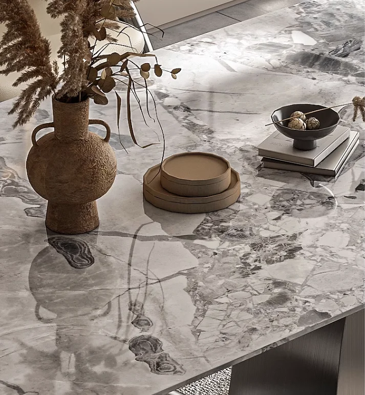 Dining Room Restaurant 6 Seater New Design Rectangle  Marble or Sintered Stone  Dining Table Set Dining Table With Chairs