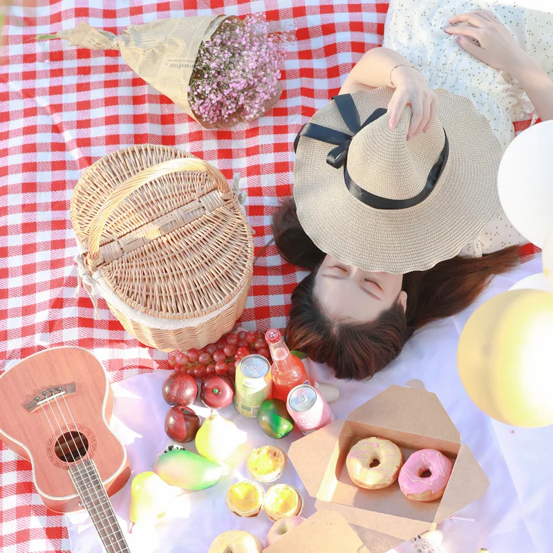 Woven Eggs Basket Handmade Picnic Hamper Candy Willow Basket Picnic Basket With Handle And Double Lids