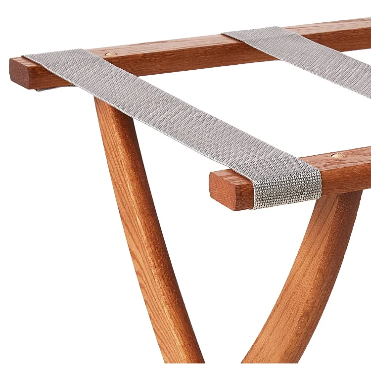 High quality oak double design suitcases rack foldable hotel wood baggage holder with shoes shelves