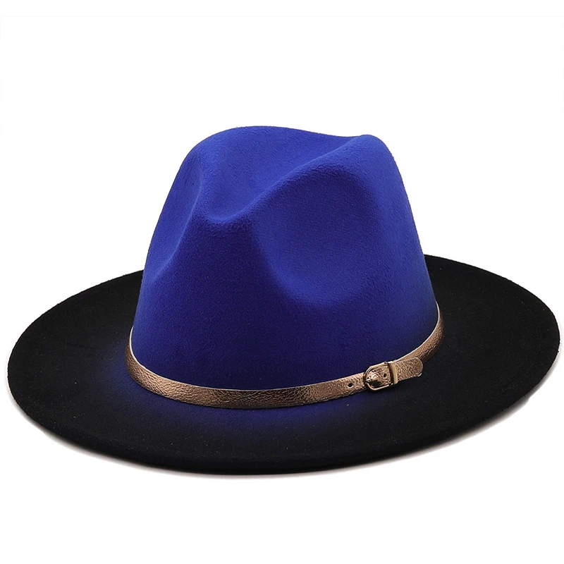 Aotemao New fashion polyester/cotton unisex wide brim felt fedora panama ladies custom womens ombre fedora hats