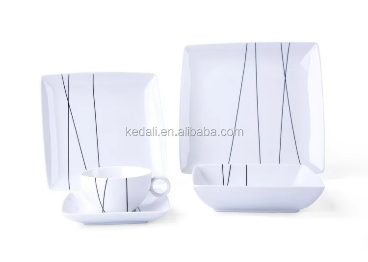 Square Mable Style Ceramic Coffee Cup Dinner Plate Set Tea Cup With Dish Sacuer Set