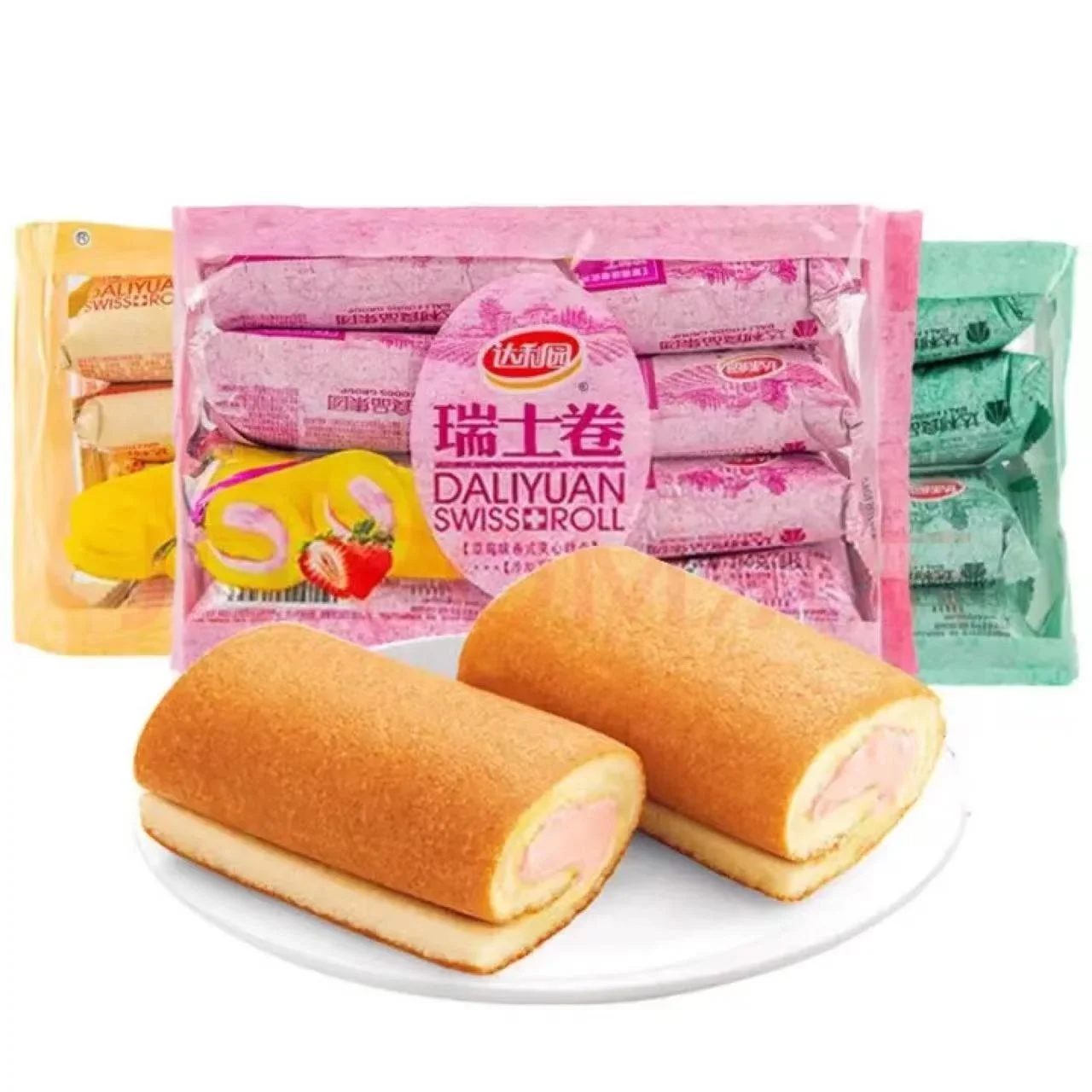 Sweet 160g Swiss Roll Fruit Chocolate Orange Banana Flavor Sandwich Cake Dessert for Breakfast Pastry