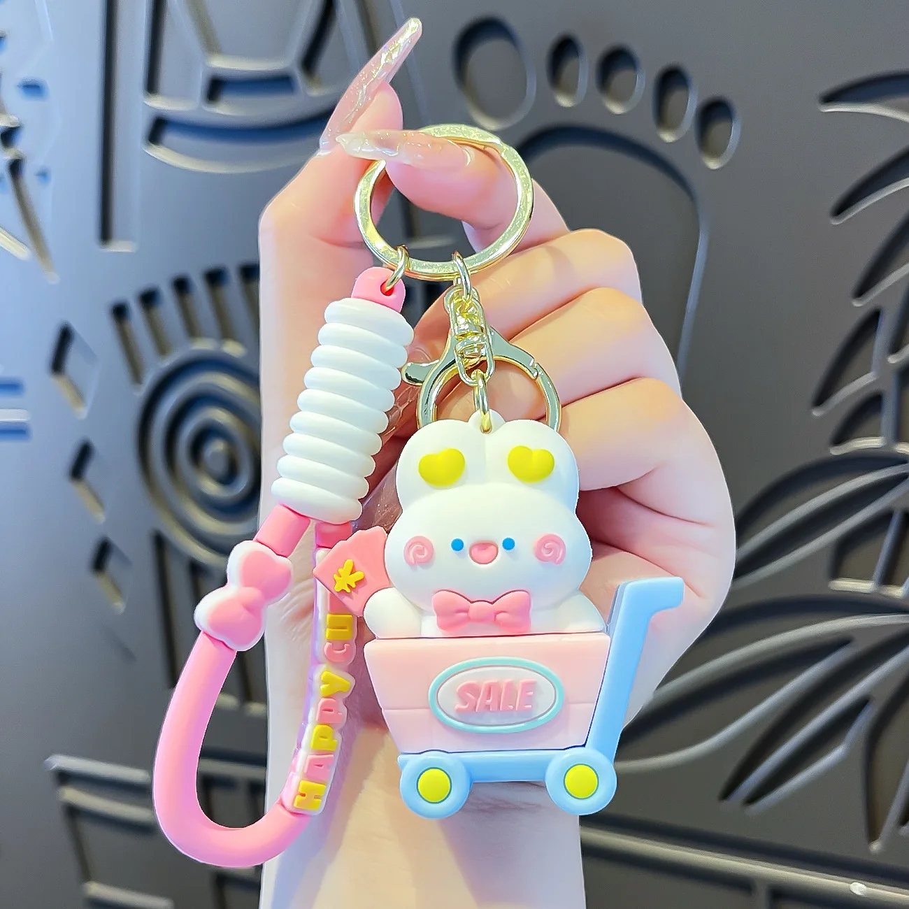 Wholesale Animal Shopping Cart Keychain Cute Cartoon Bear penguin crocodile keychain for kids student