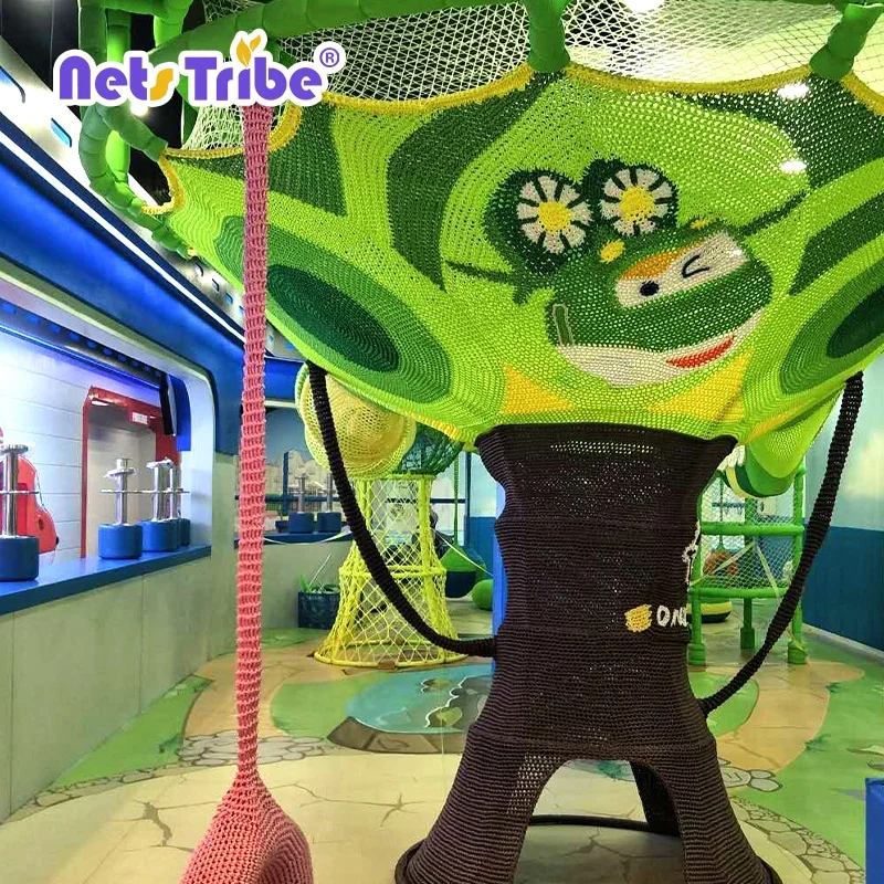 Colorful Climbing Nets Soft Playground Trampoline with Slide and Steel Frame China Plastic Woven Bag with Pallet 2 Kids/ M2 >10