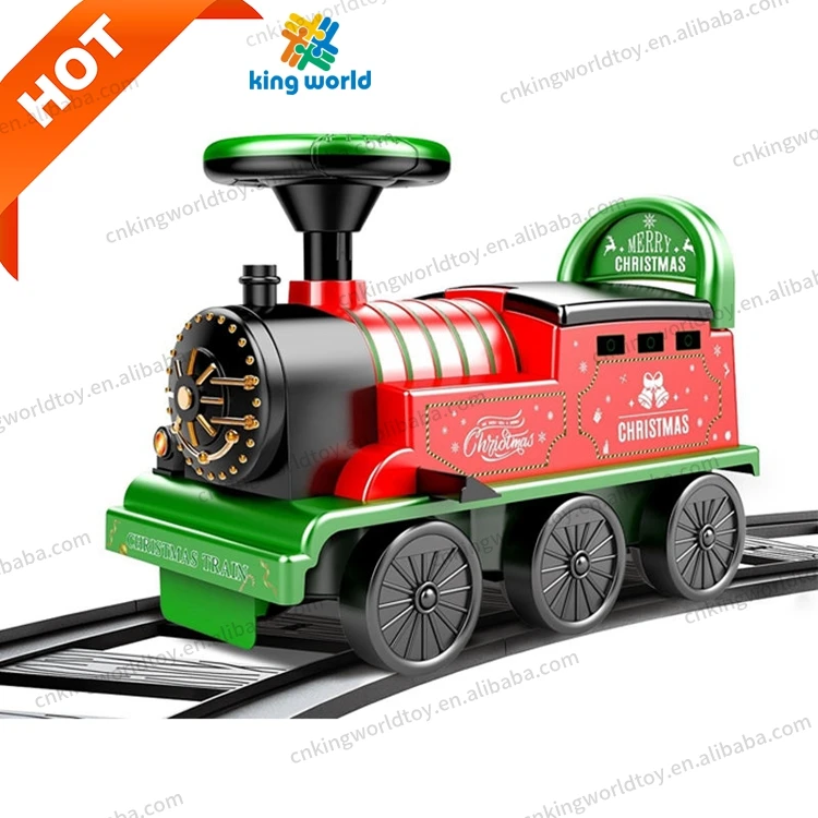 Electric Battery Power Six Wheels High Speed Christmas Retro B/O Rail Train Ride on Car for Kids