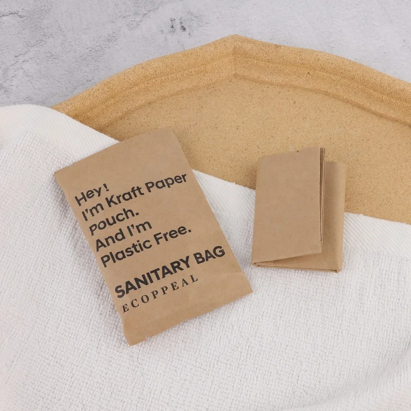 Eco Friendly Biodegradable FSC Kraft Paper Disposable Women Hygienic Sanitary Bag for Hotel Resorts Travel