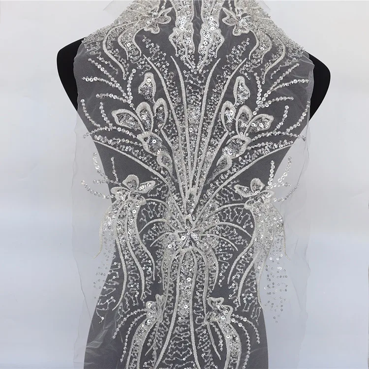 2021 New Large Beaded Lace Patch Wedding Dress Veil Decorative Applique