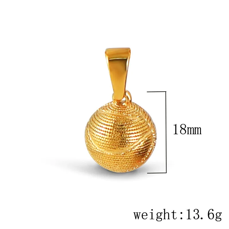 3D Ball Games Jewelry Gold Plated Steel Football Soccer Basketball Volleyball Charm Pendant for Necklace Bracelet Making