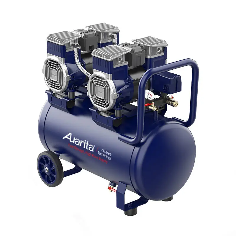 Auarita Compresor Portatil High Pressure 1.5Kw 50 Litre Portable Double Piston Oil Free Silent Air Compressor