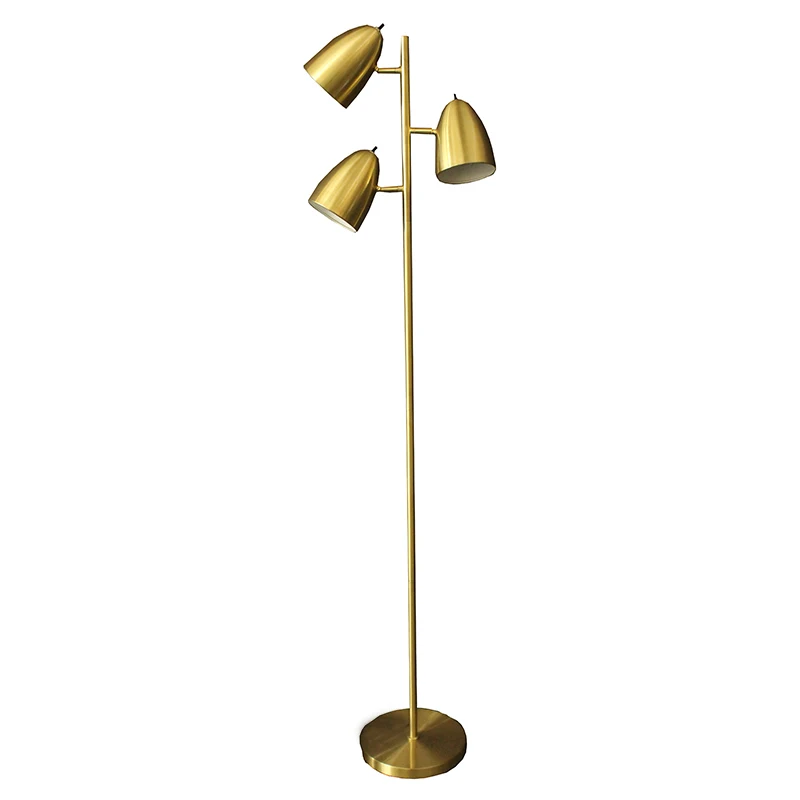 Direct manufacturers supply luxury modern gold floor standing lamp with metal shade foot switch for living room bedroom