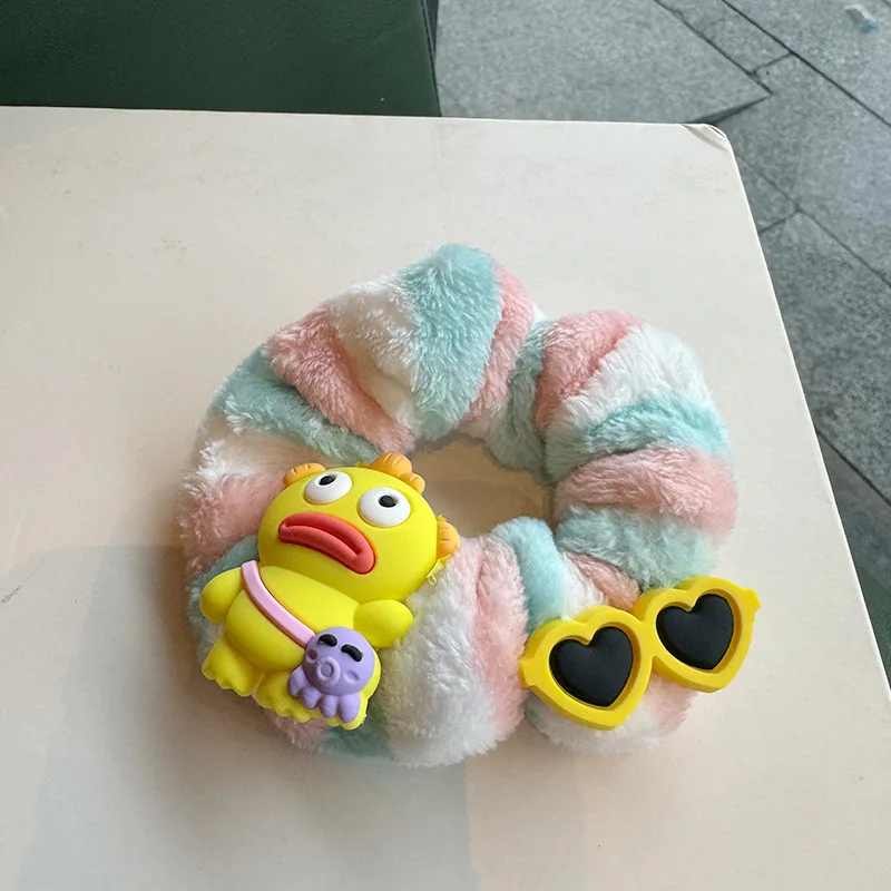 Color big eye cute plush hair ties widened thickened hair rope tied rubber band Korean style hair