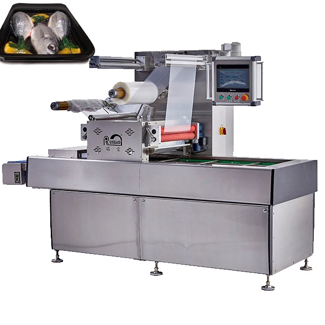 automatic chicken vacuum skin packing machine meat fish VSP skin tray sealer food vacuum tray sealing machine
