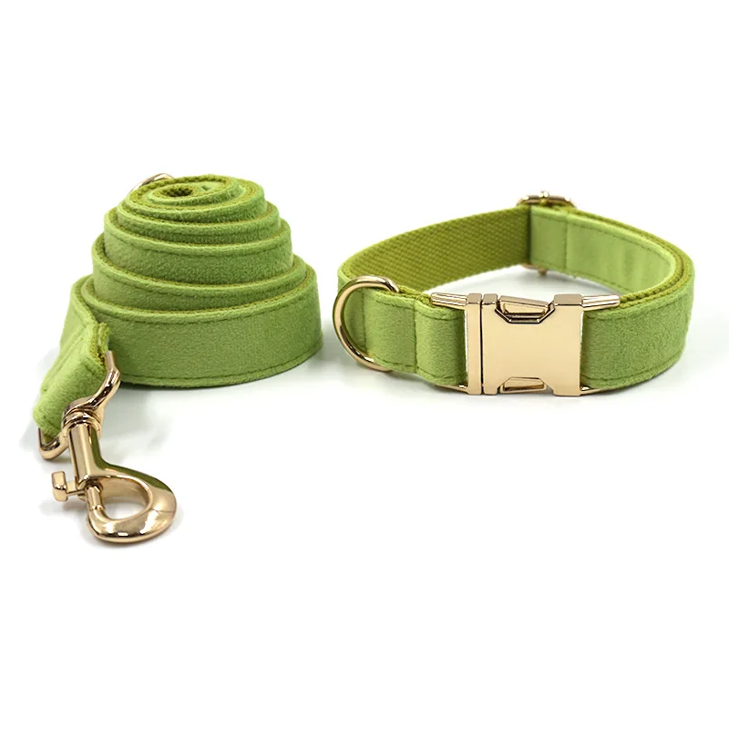Wholesale Corduroy Polyester Composite Pet Collar Leash Customized Color and Logo Dog Collar Leash Set