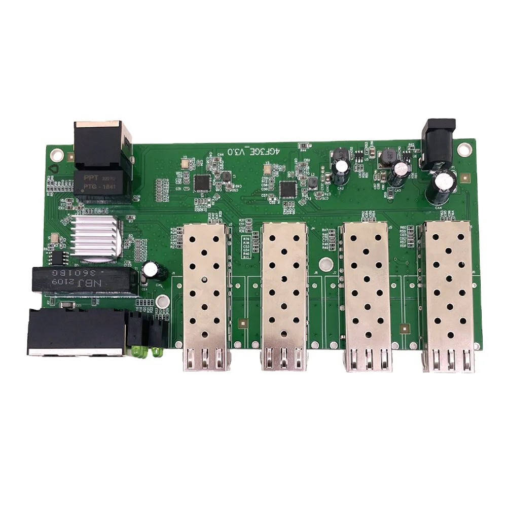 Gigabit Ethernet 4 Sfp 3 Rj45 Fiber Switch Optical Media Converter 10/100/1000m Utp 4sfp3e Port Board Pcba