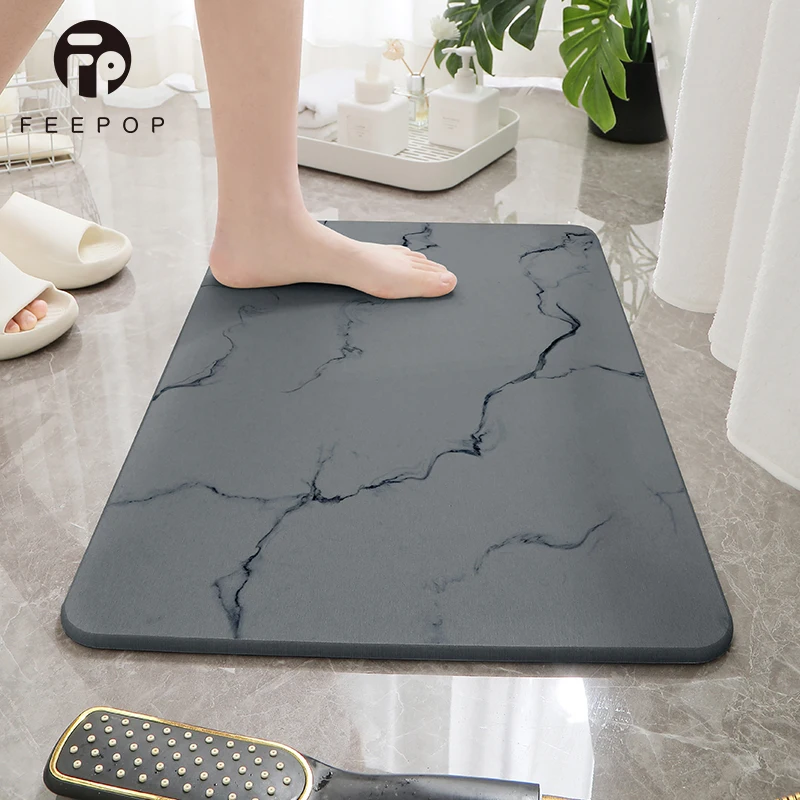 Wholesale Absorbent Non Slip Diatomaceous Earth Stone Bath Mat Marble For Bathroom Mat