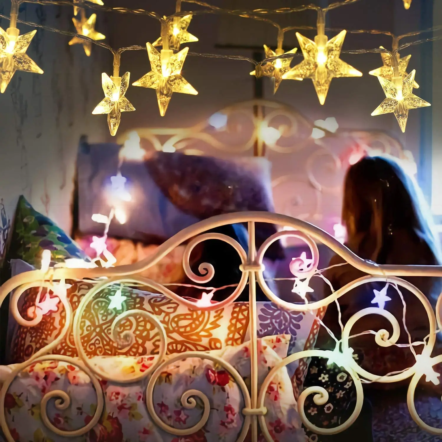 Factory outdoor led curtain decorative hanging waterproof smart bulb solar powered string lights