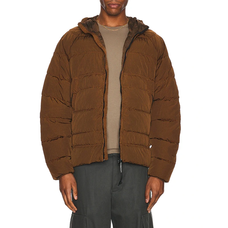 OEM Long Sleeve Googles Hooded Mask Quilted Puffer Jacket Men