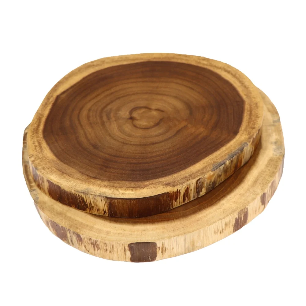 Natural Acacia Wood Chopping Block without Tree Bark Wood Cheese Board