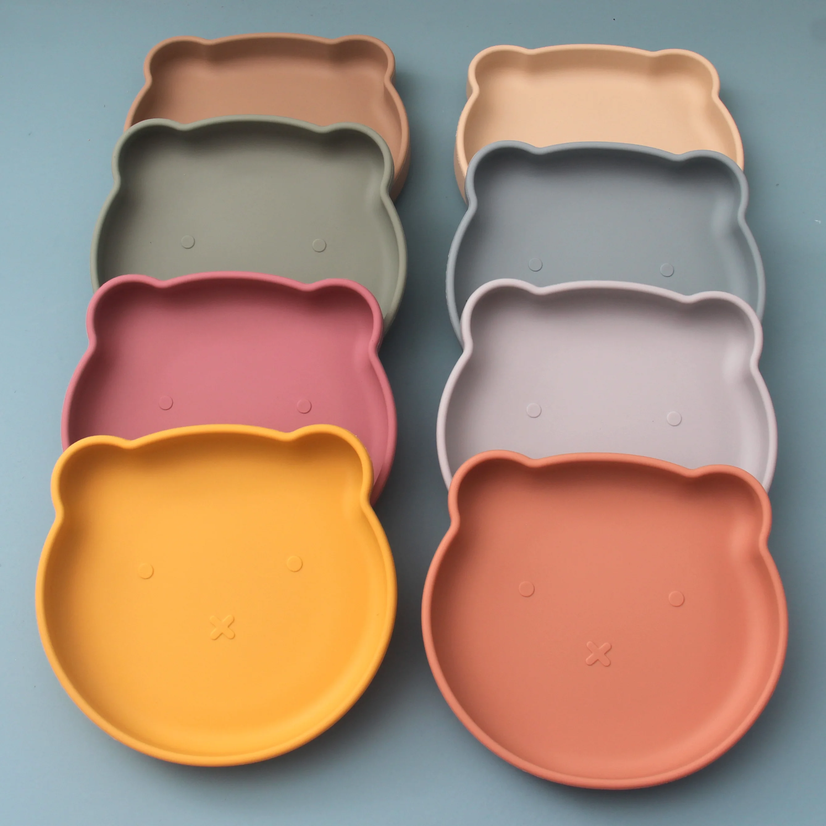 Hot Selling baby products Cute bear Silicone Baby feeding plate Silicone Plates with strong suction