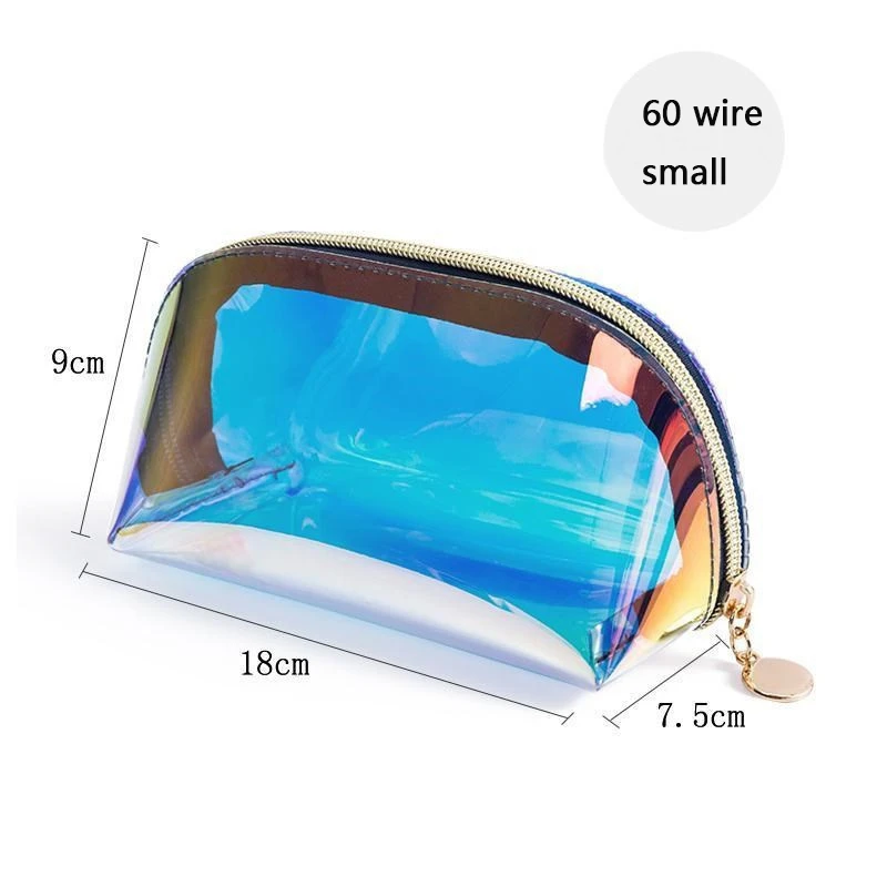 Thickened Semicircle Laser PVC Cosmetic Bag Transparent Waterproof Colorful Shell Wash Storage Cosmetic Pouch Bag