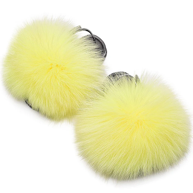 Baby kids fashion summer fur sandals fox fur slip slides infant walking slipper sandals