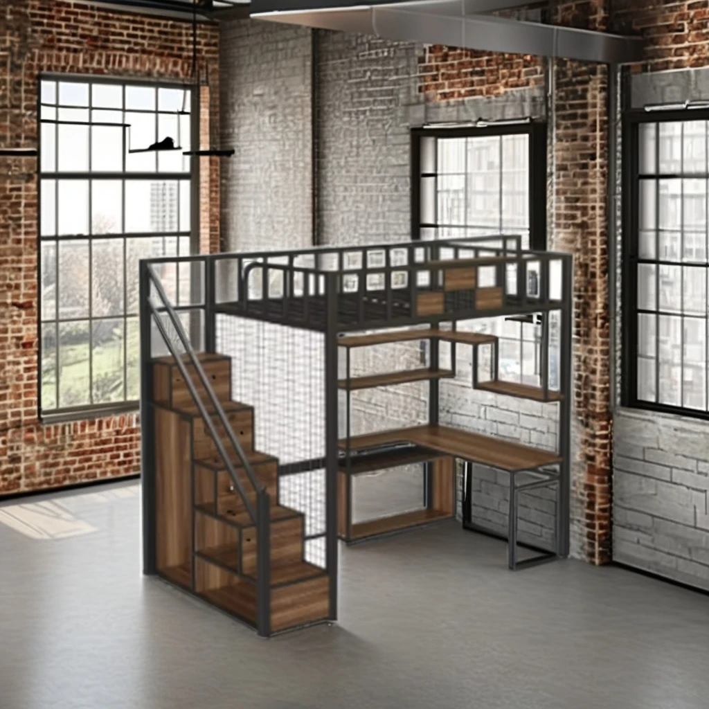 Деревянная двухъярусная кровать в европейском стиле с письменным столом для небольшой квартиры общежития студенческий Лофт хранения дома и офиса