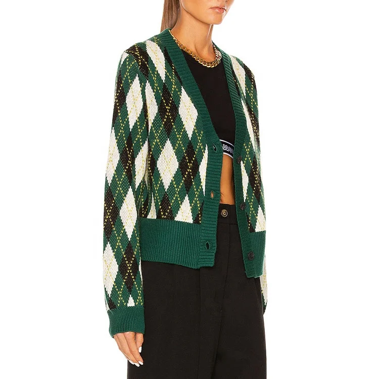 Женский кардиган в полоску, Зеленый свободный свитер в Корейском стиле с V-образным вырезом, лето 2021