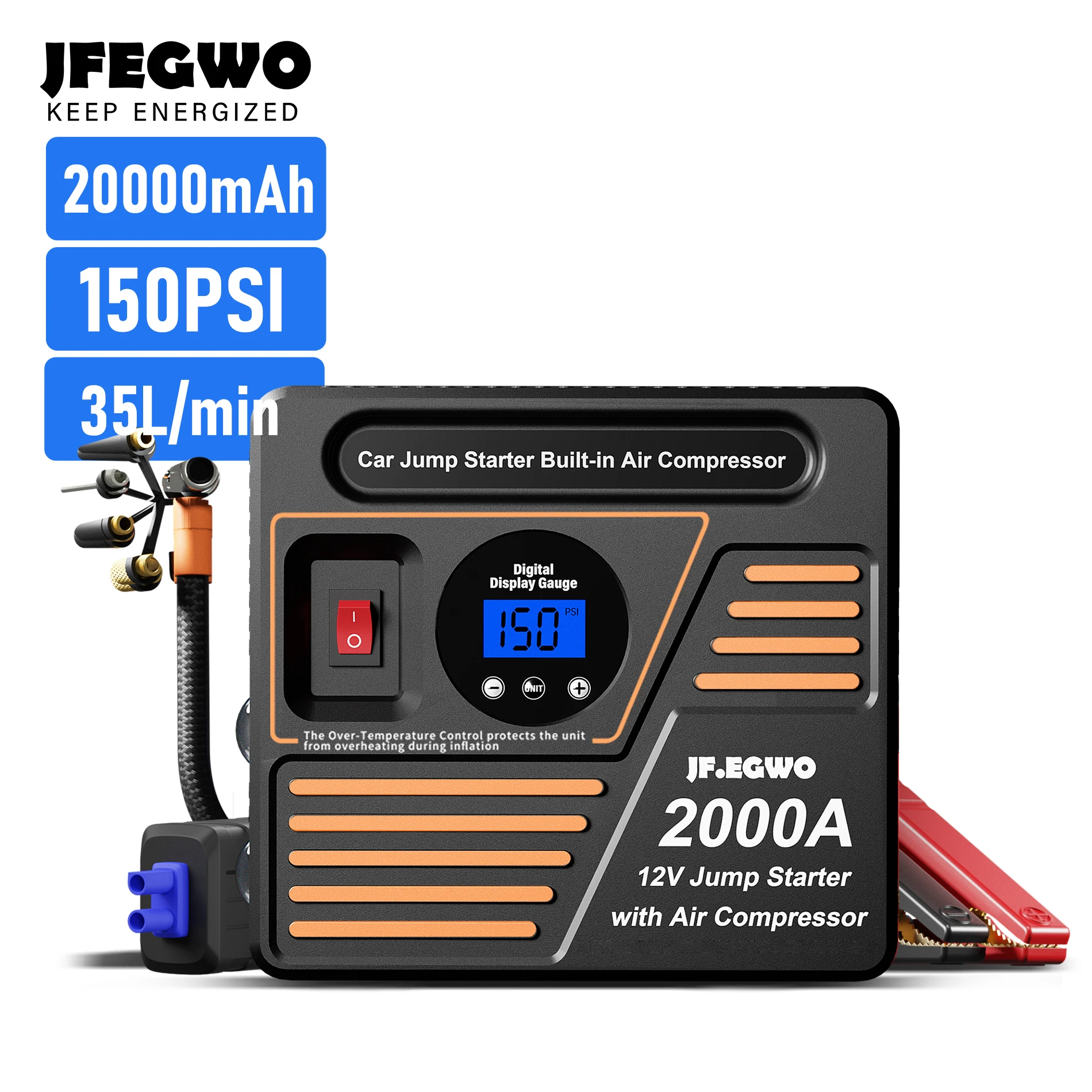 Trending Products Emergency Tool Portable 4 In 1 Jump Starter With Air Compressor Flashlight Power Bank